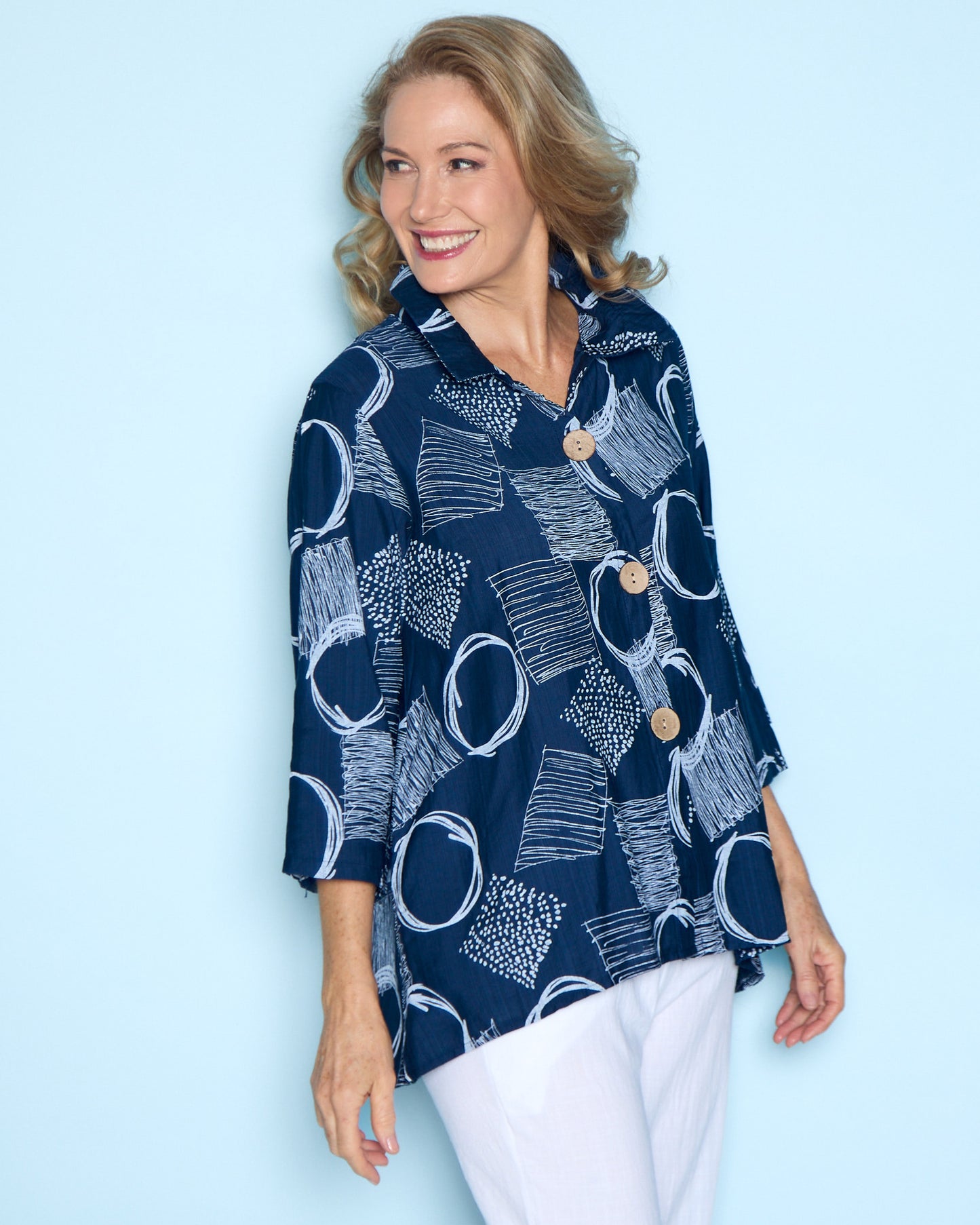 Maria Shirt - Navy Blue Sketch