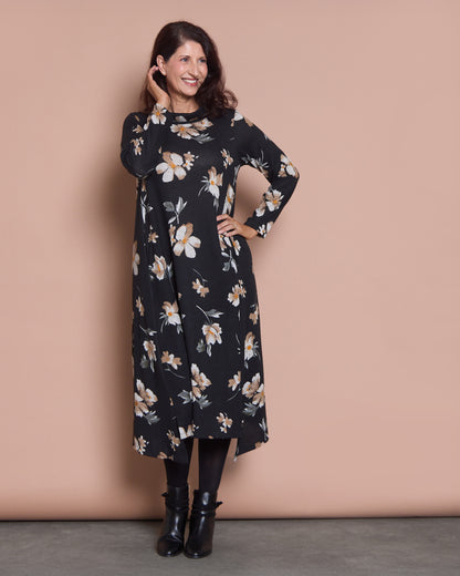 Vanetta Cowl Swing Dress - Mocha Bloom