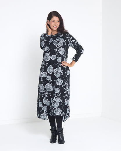 Vanetta Cowl Swing Dress - Midnight Floral