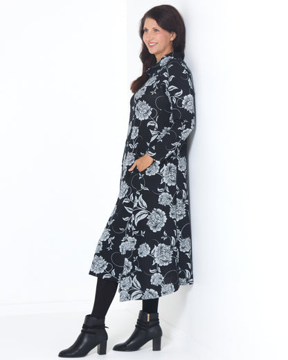 Vanetta Cowl Swing Dress - Midnight Floral