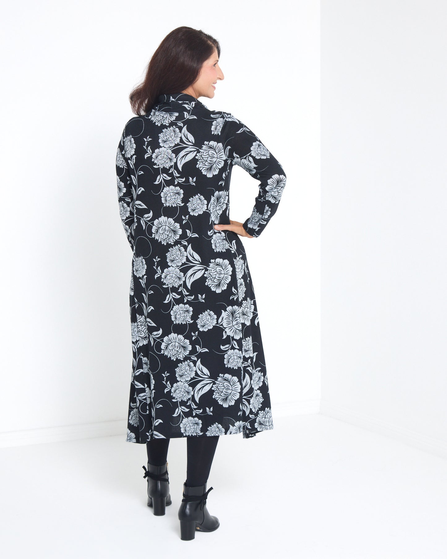 Vanetta Cowl Swing Dress - Midnight Floral