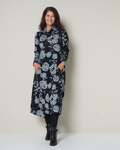 Vanetta Cowl Swing Dress - Midnight Floral