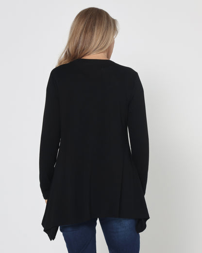 Andrea High Neck Swing Top - Black