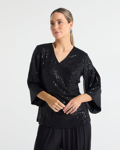 Sparkle Top - Black Sequin