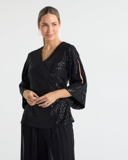 Sparkle Top - Black Sequin