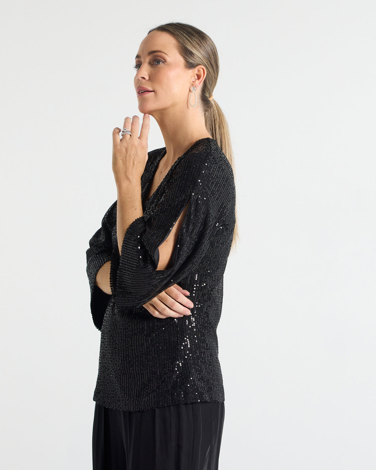 Sparkle Top - Black Sequin