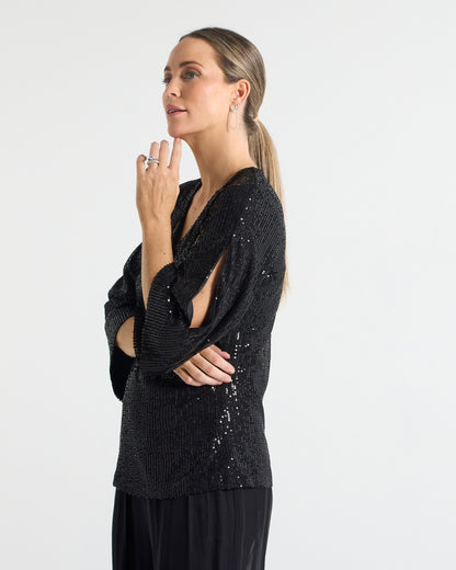 Sparkle Top - Black Sequin