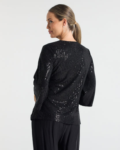 Sparkle Top - Black Sequin
