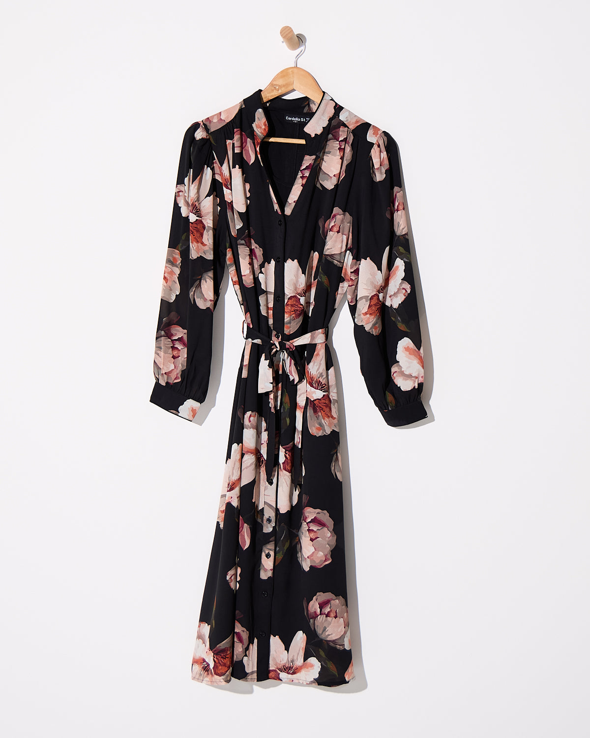 Wren Midi Dress - Black Floral