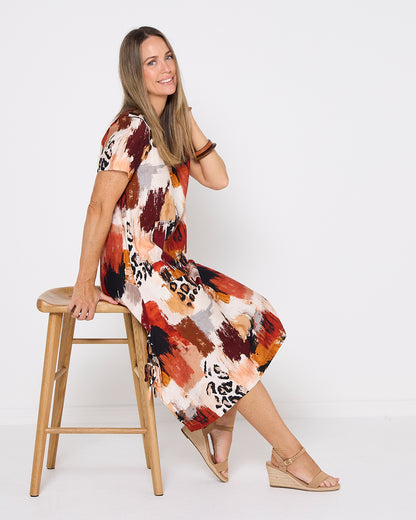 Savannah Dress - Rust/Ochre Safari