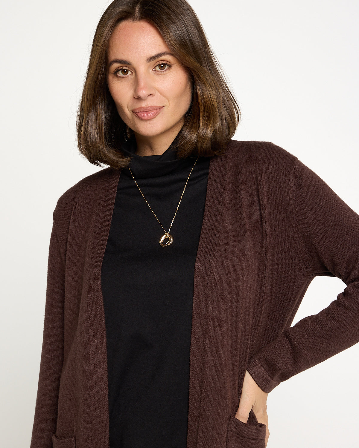 Salima Knit Cardigan - Choc