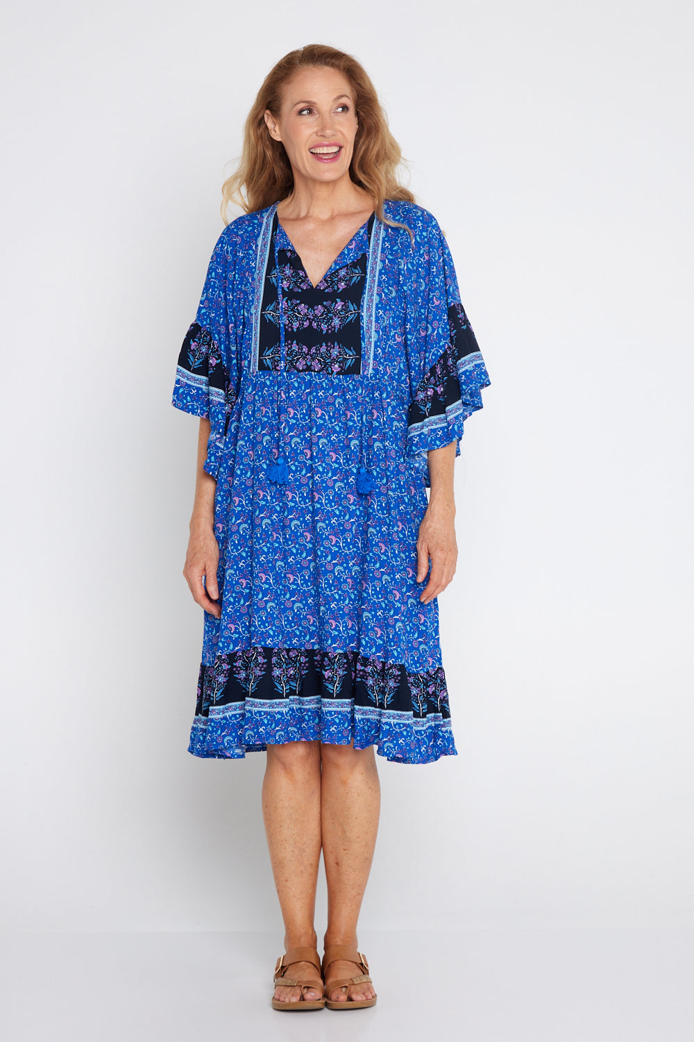 Wategos Dress - Royal Blue Jacobean  TULIO Fashion
