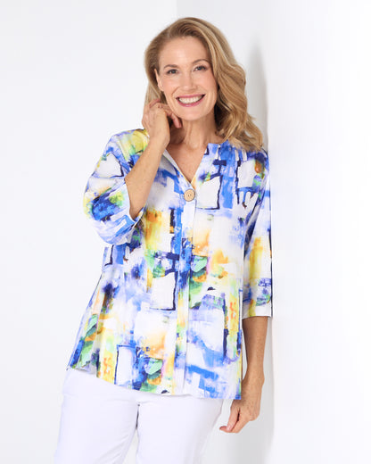 Florence Top - Cobalt Wash