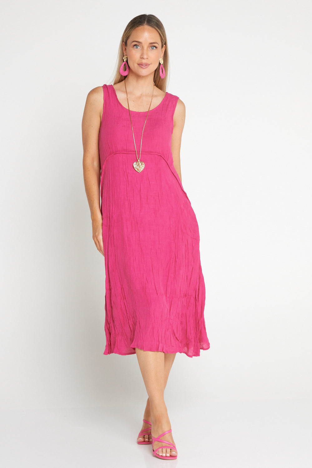 Sleeveless Waterhouse Dress - Hot Pink