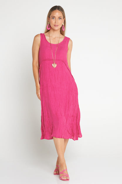 Sleeveless Waterhouse Dress - Hot Pink