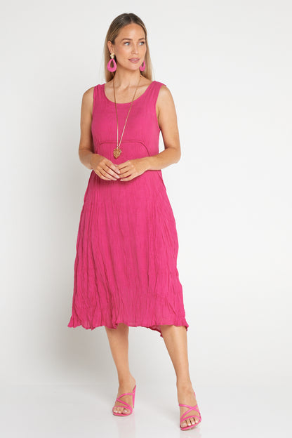 Sleeveless Waterhouse Dress - Hot Pink