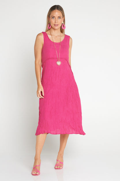 Sleeveless Waterhouse Dress - Hot Pink