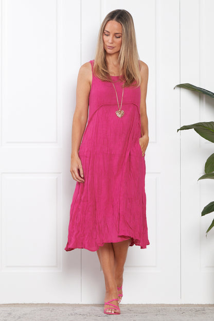 Sleeveless Waterhouse Dress - Hot Pink