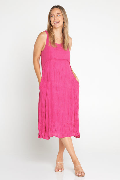 Sleeveless Waterhouse Dress - Hot Pink