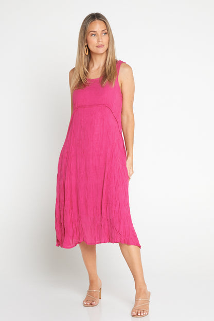 Sleeveless Waterhouse Dress - Hot Pink