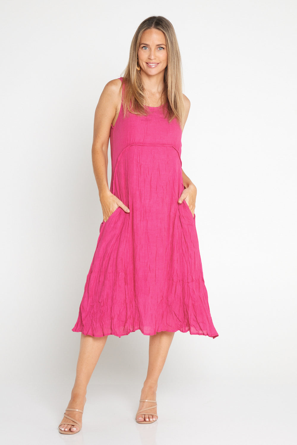 Sleeveless Waterhouse Dress - Hot Pink