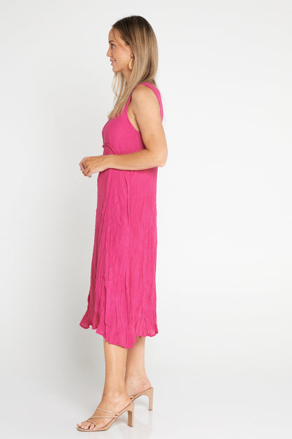 Sleeveless Waterhouse Dress - Hot Pink