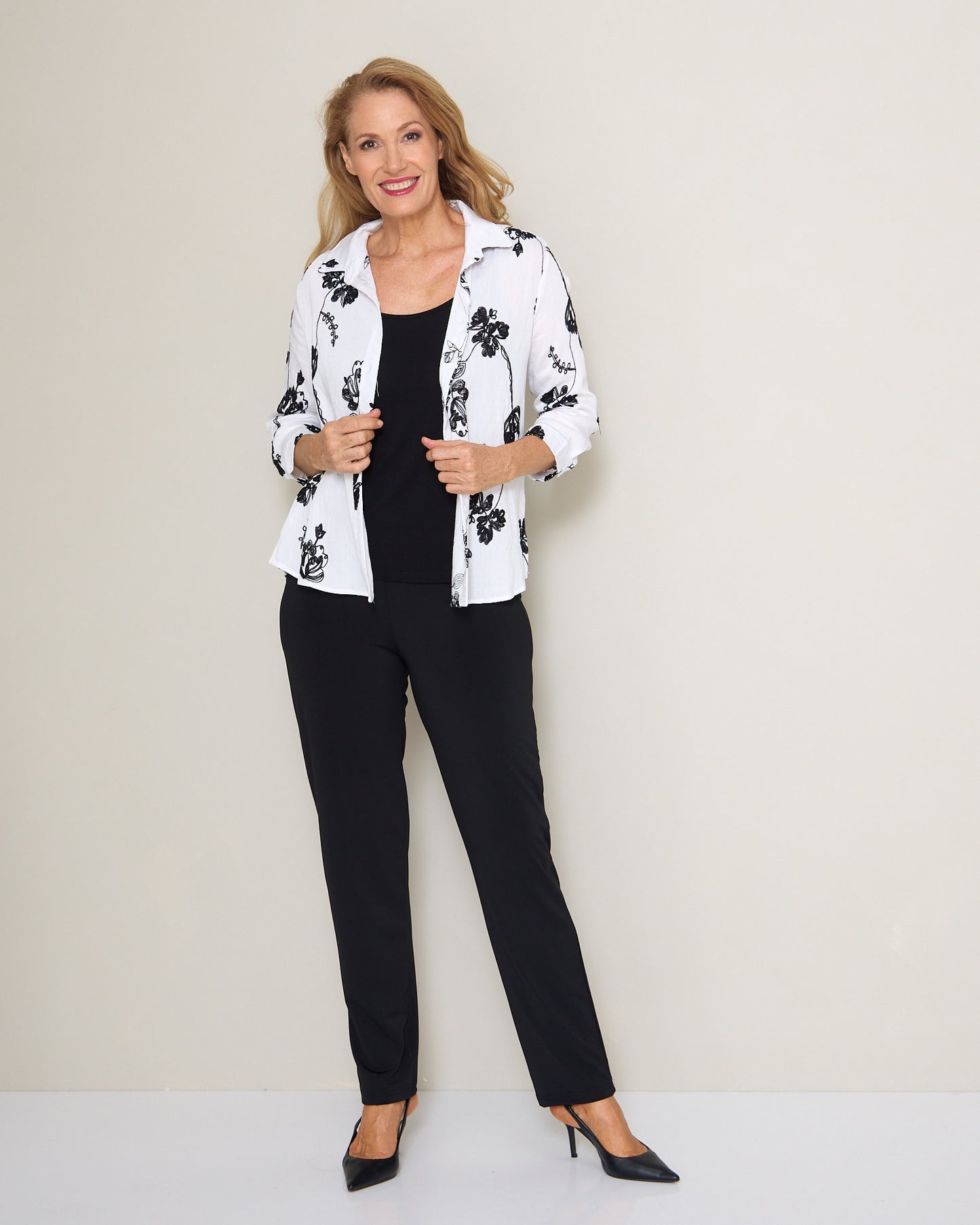 Monochrome Bloom Embroidered Shirt