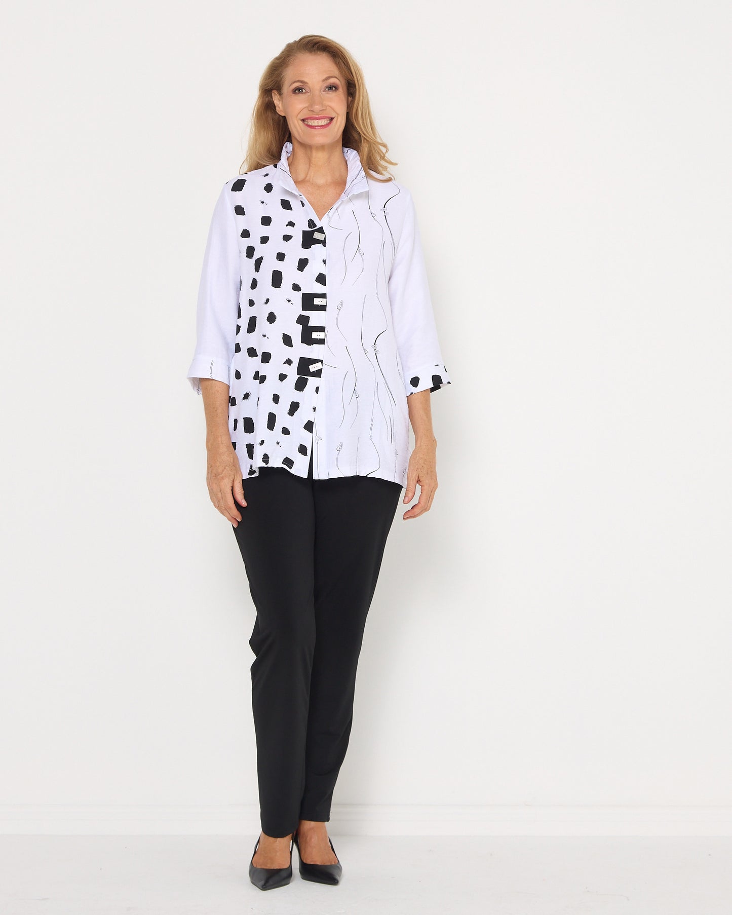 Contrast Lines Shirt - Black/White