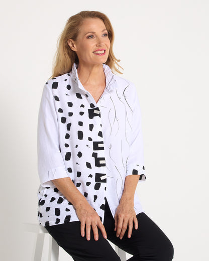 Contrast Lines Shirt - Black/White