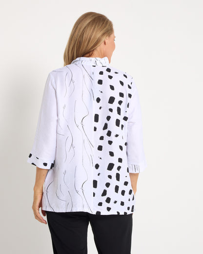 Contrast Lines Shirt - Black/White