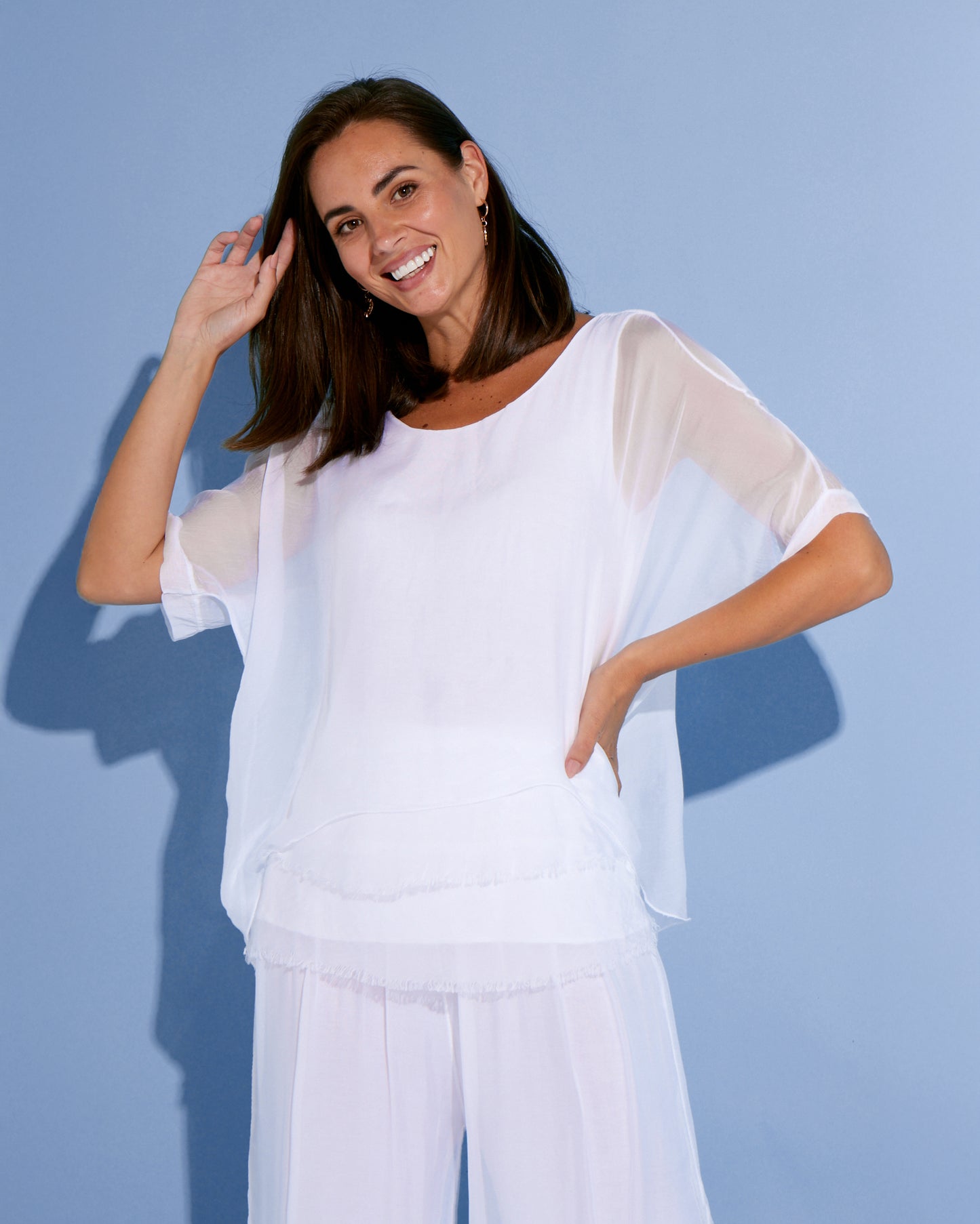 Zaria Silk Top - Bianco White