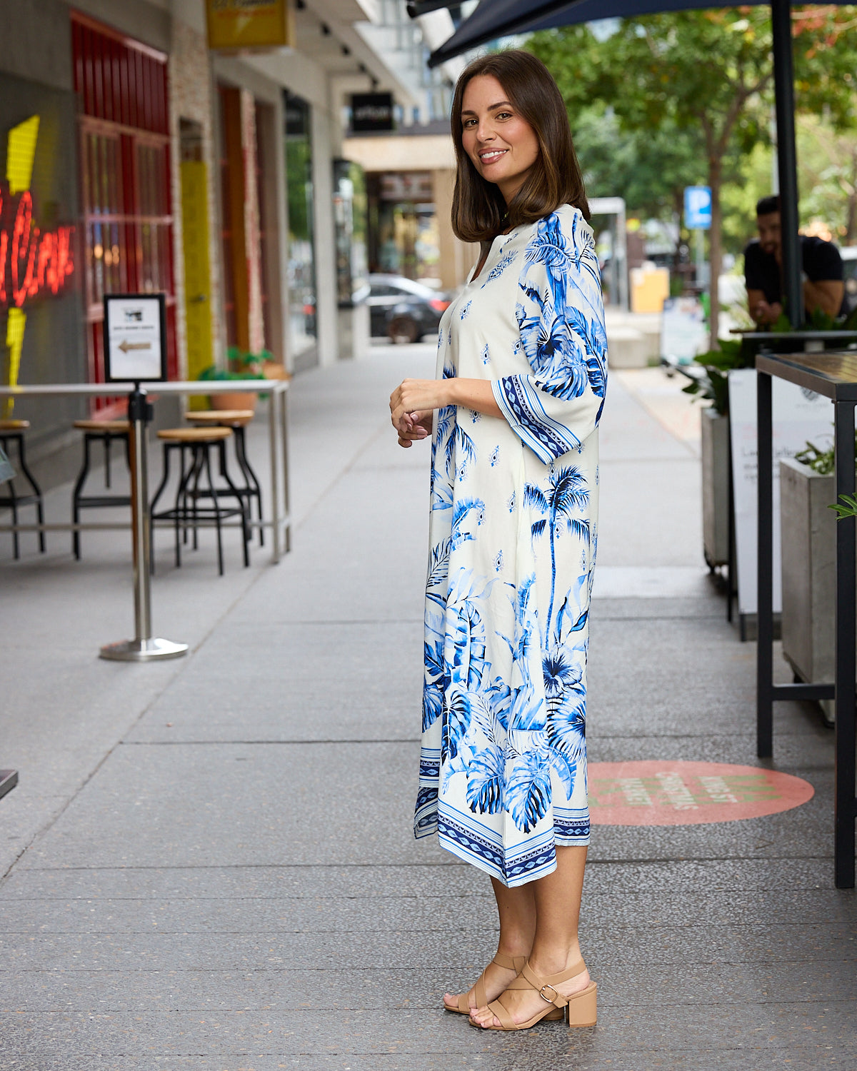 Whitsundays Dress - White/Delft Blue