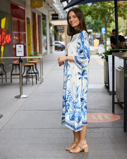 Whitsundays Dress - White/Delft Blue