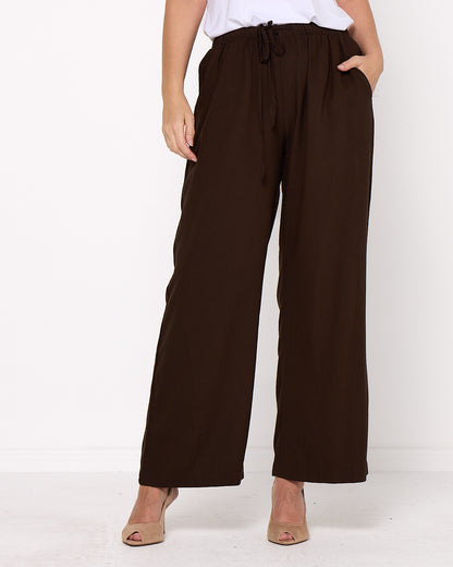 Sienna Wide Leg Pants - Chocolate