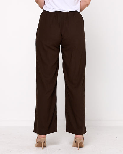 Sienna Wide Leg Pants - Chocolate