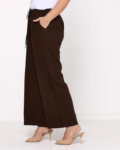 Sienna Wide Leg Pants - Chocolate