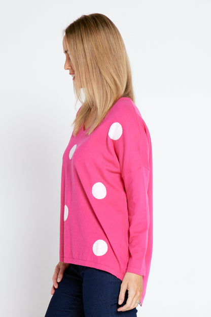 Willa Spot Knit Top - Hot Pink