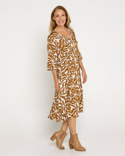 Brighton Sleeved Dress - Wild Ochre