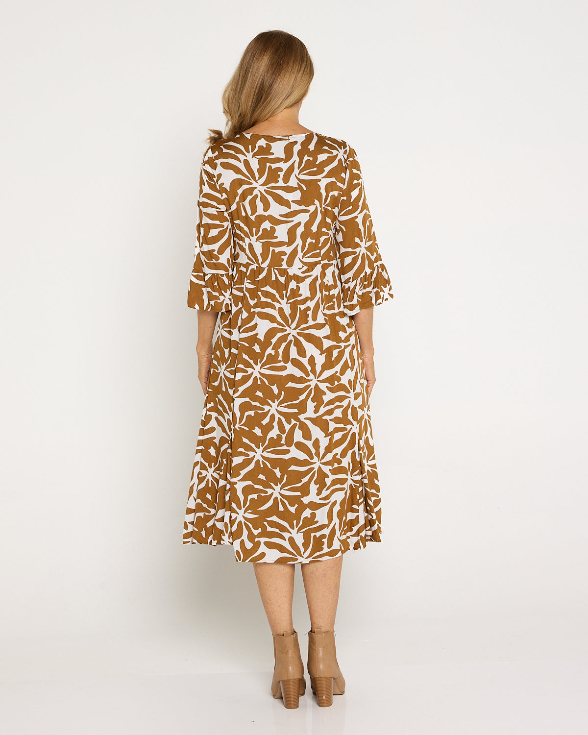 Brighton Sleeved Dress - Wild Ochre