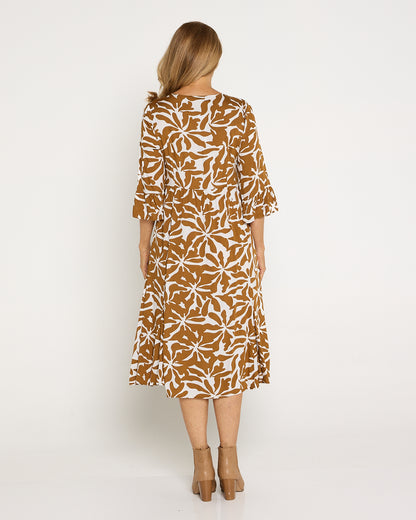 Brighton Sleeved Dress - Wild Ochre