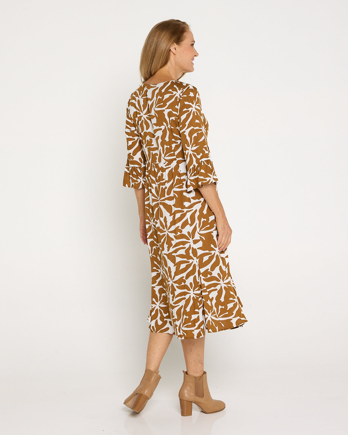 Brighton Sleeved Dress - Wild Ochre