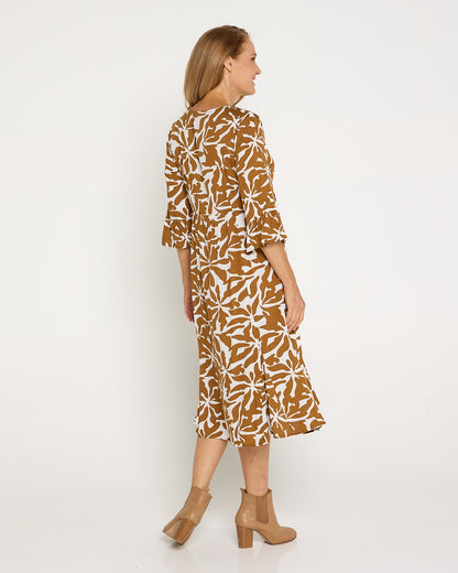 Brighton Sleeved Dress - Wild Ochre
