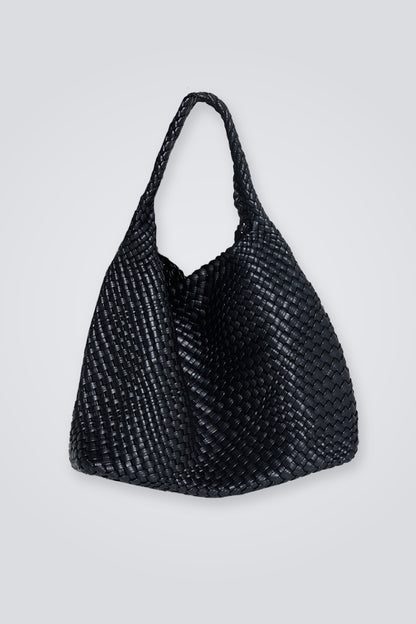 Woven Slouch Bag & Clutch - Black