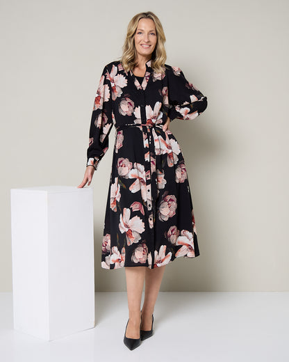 Wren Midi Dress - Black Floral