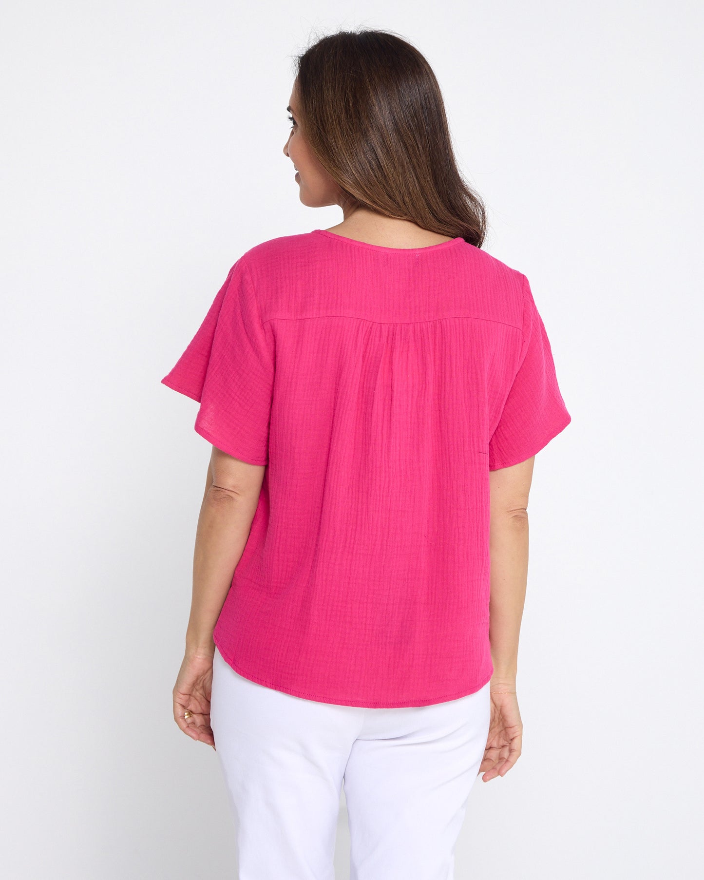 Tarin Button Top - Raspberry