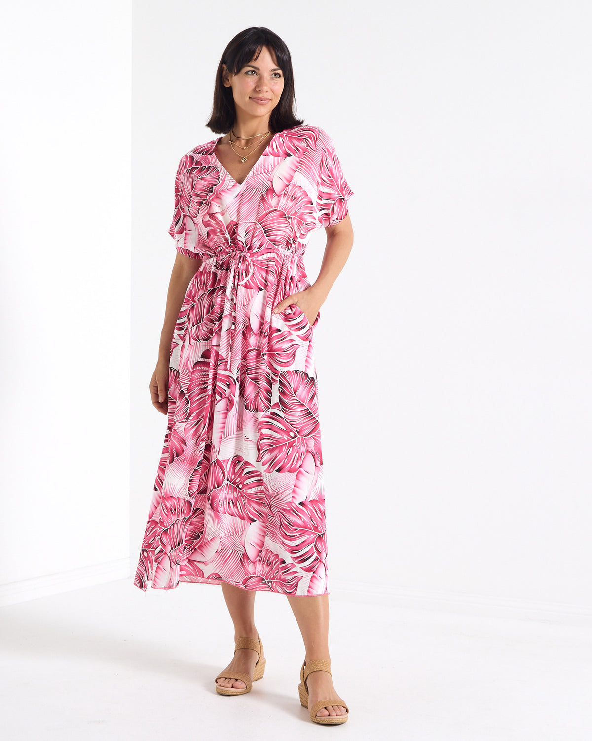Sterling Dress - Pink Palms
