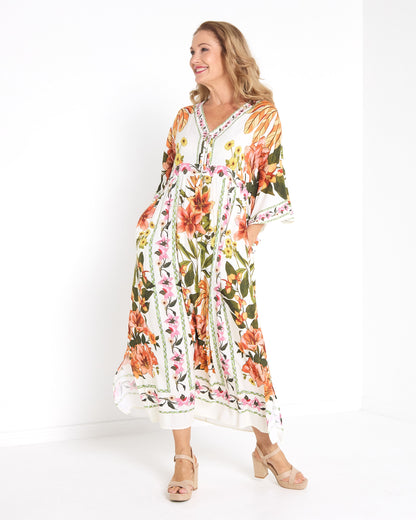 Katrina Flutter Sleeve Dress - Floral Boho
