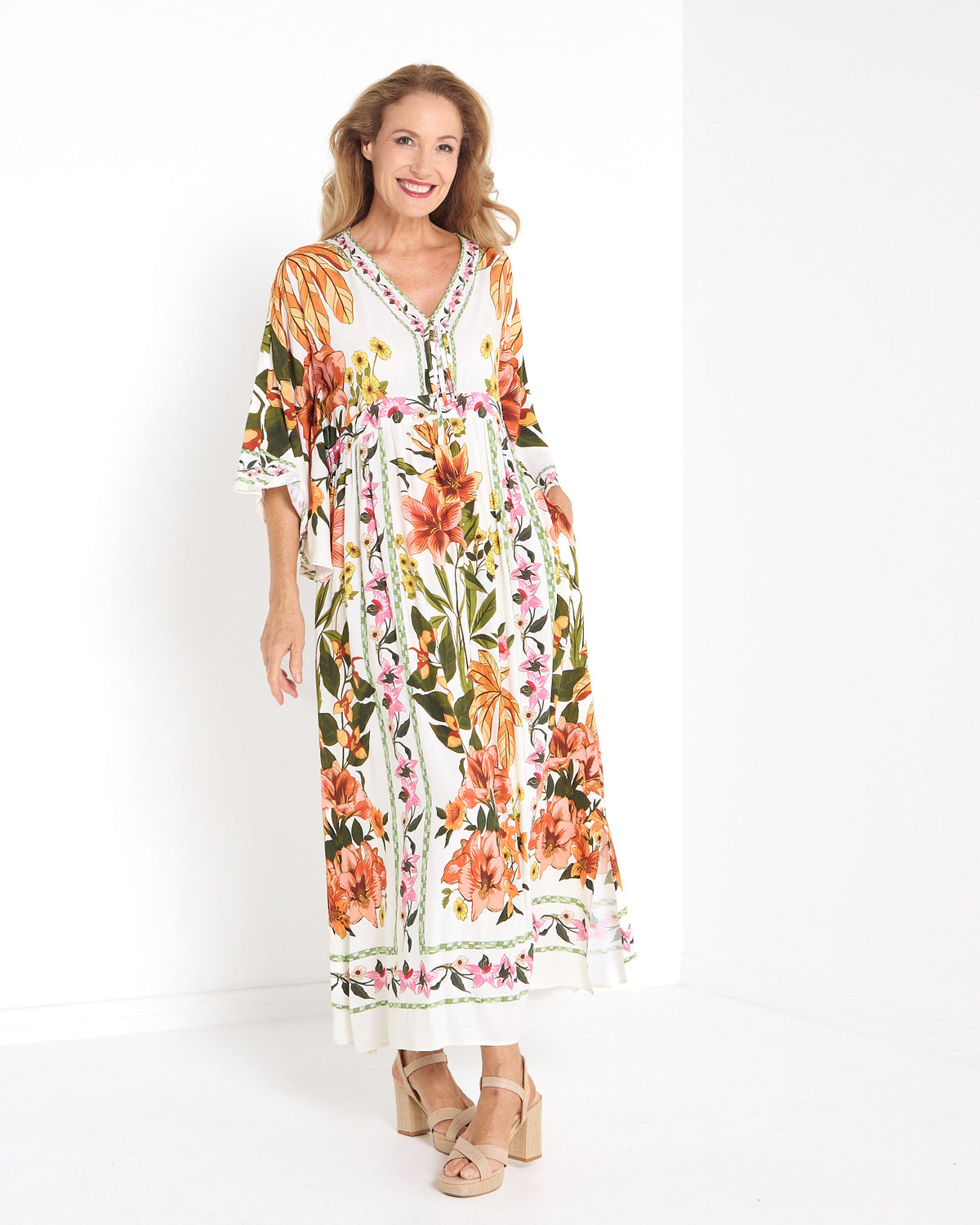 Katrina Flutter Sleeve Dress - Floral Boho