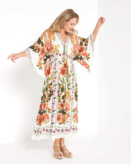 Katrina Flutter Sleeve Dress - Floral Boho