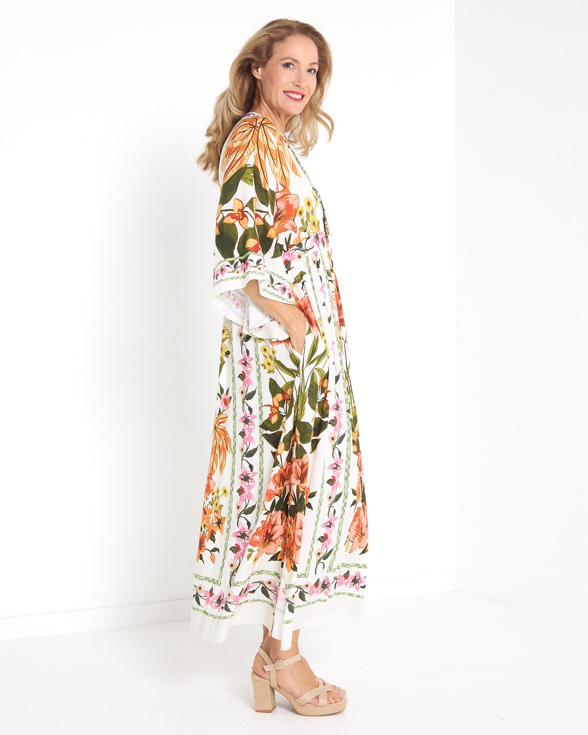 Katrina Flutter Sleeve Dress - Floral Boho